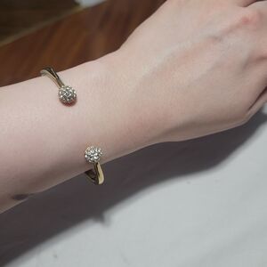 Fossil Gold-Tone Open Cuff Bracelet with Crystal Spheres